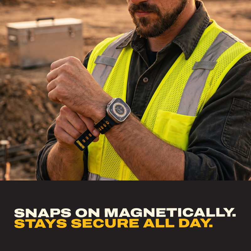 DEWALT Magnetic Apple Watch Band, Rugged Silicone for 44mm to 49mm