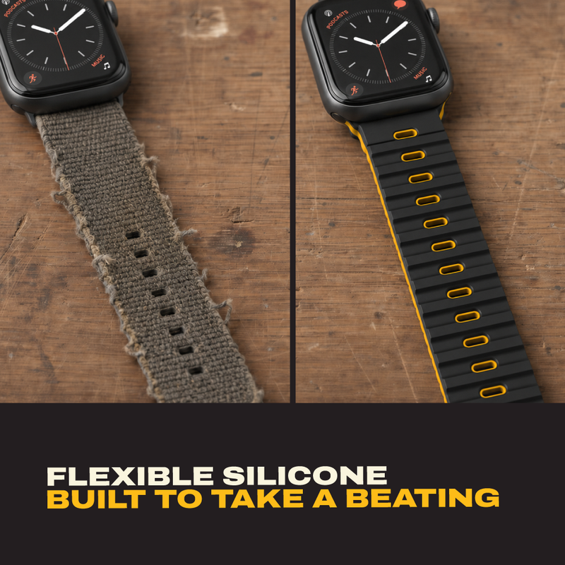 DEWALT Magnetic Apple Watch Band, Rugged Silicone for 44mm to 49mm