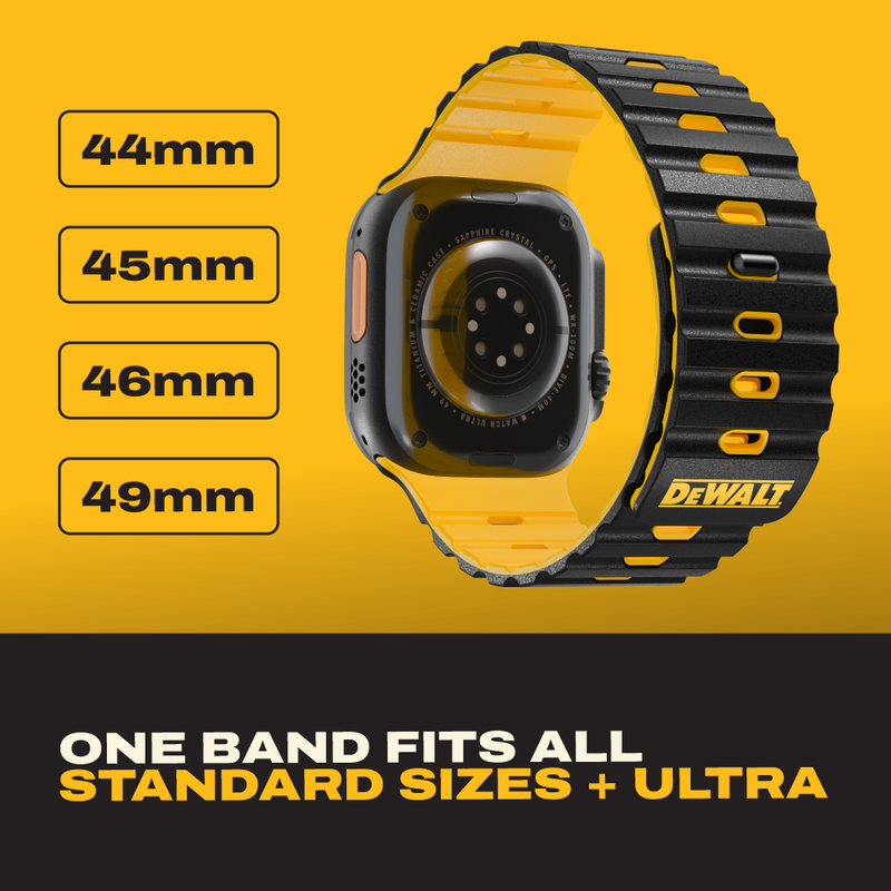 DEWALT Magnetic Apple Watch Band, Rugged Silicone for 44mm to 49mm