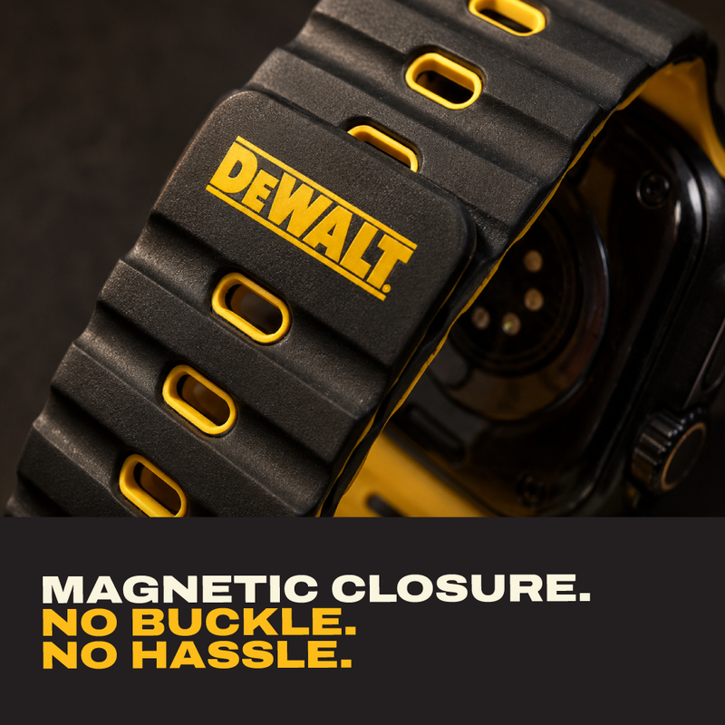 DEWALT Magnetic Apple Watch Band, Rugged Silicone for 44mm to 49mm