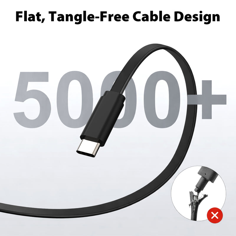 Travel Depot 3 Pack Flat USB-C to USB-C Cable, Fast Charging Tangle-Free Design