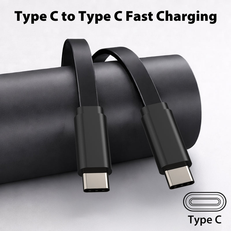 Travel Depot 3 Pack Flat USB-C to USB-C Cable, Fast Charging Tangle-Free Design