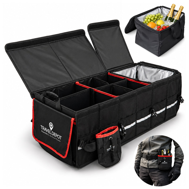 Travel Depot Car Trunk Organizer & Removable Cooler Bag – Foldable Storage