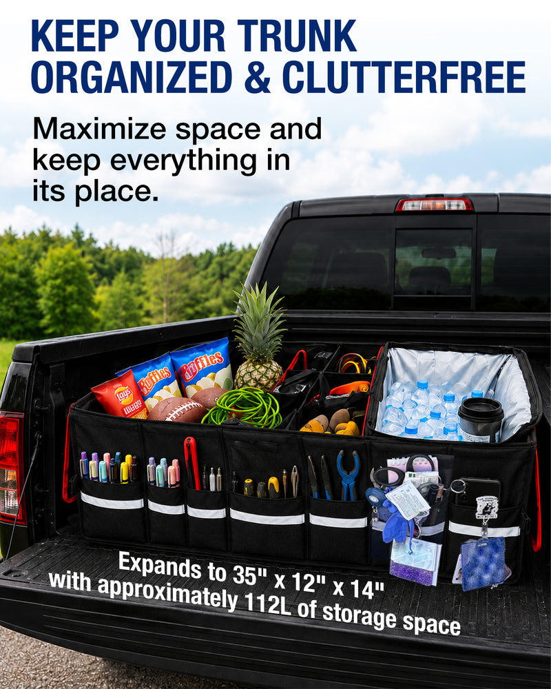 Travel Depot Car Trunk Organizer & Removable Cooler Bag – Foldable Storage