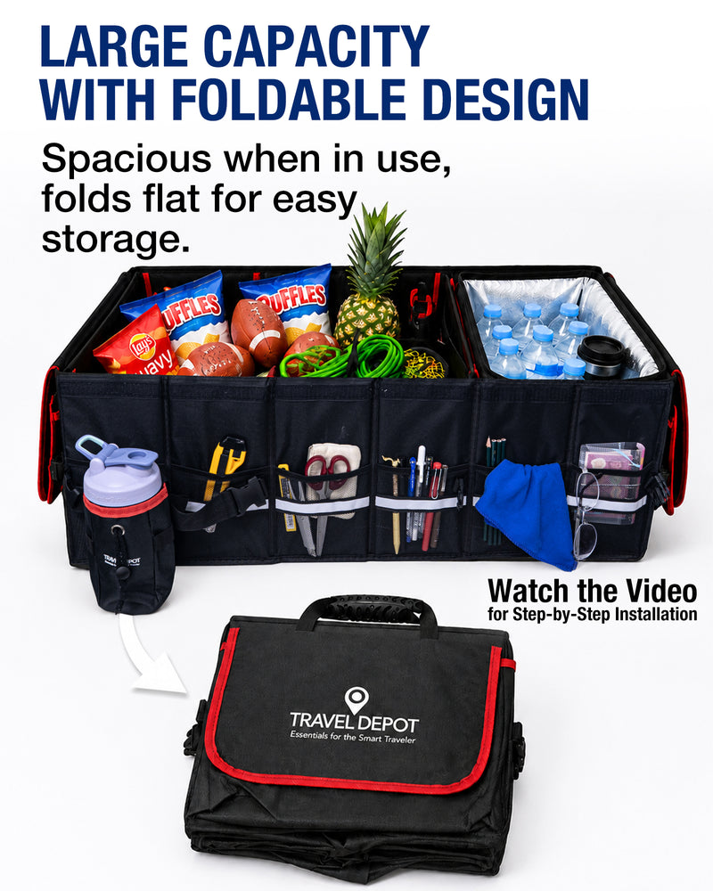 Travel Depot Car Trunk Organizer & Removable Cooler Bag – Foldable Storage