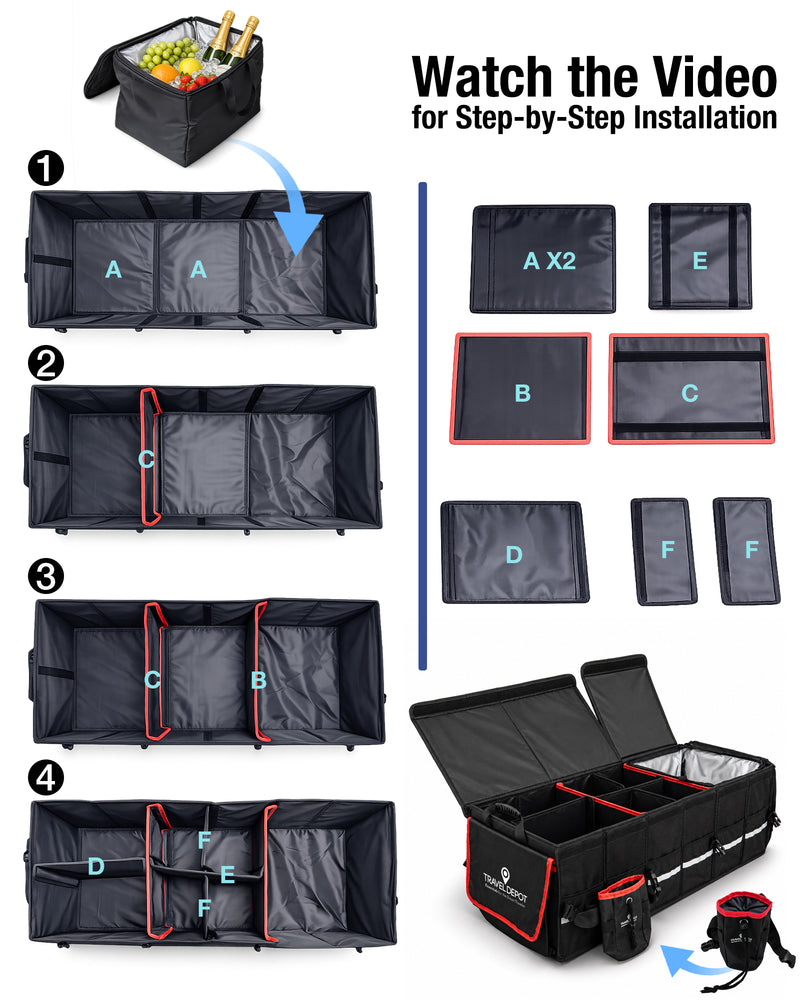 Travel Depot Car Trunk Organizer & Removable Cooler Bag – Foldable Storage