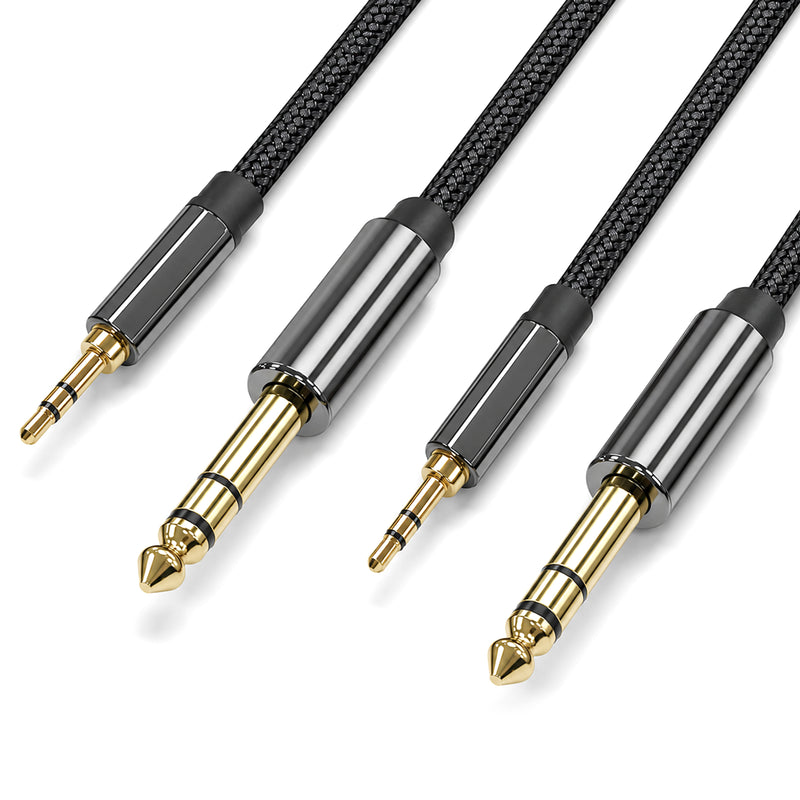 Cyberguys 3.5mm to 1/4 Audio Cable – TRS Stereo Braided Cord, Gold-Plated Connectors