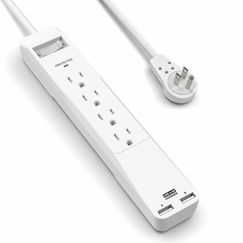Cyberguys 4-Outlet Surge Protector Power Strip with 2 USB Ports