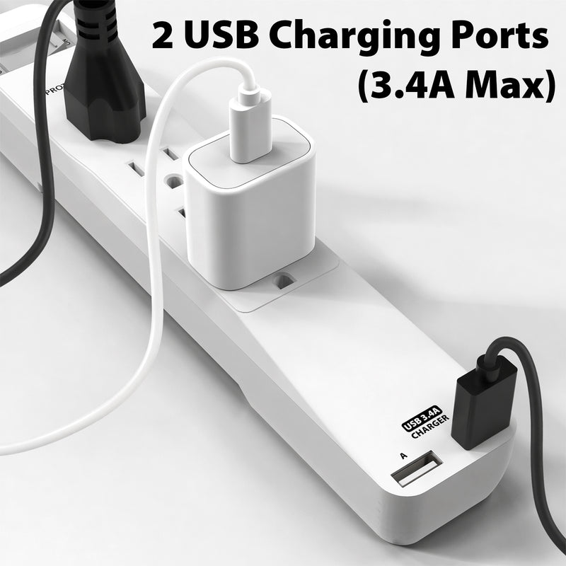 Cyberguys 4-Outlet Surge Protector Power Strip with 2 USB Ports