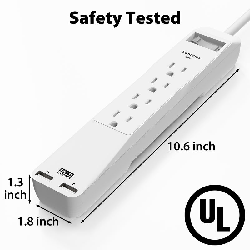 Cyberguys 4-Outlet Surge Protector Power Strip with 2 USB Ports