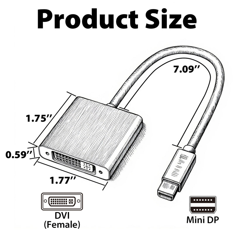 Cyberguys Mini DisplayPort to DVI Adapter – 4K@30Hz Mini DP to DVI-D Converter, Gold-Plated Connector, Compatible with MacBook, iMac, Surface, Thunderbolt