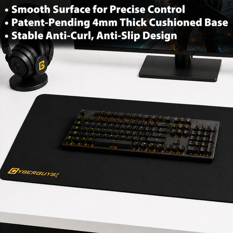 Cyberguys Premium Gaming Mouse Pad, Speed Surface with Anti-Slip Base, 15.4" X 35"