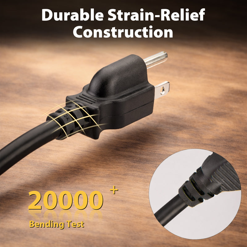 Heavy-Duty Extension Cord 14in – 3-Prong Short Power Outlet Saver, UL Listed 16 AWG