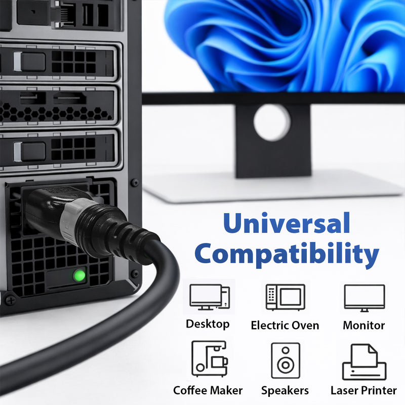 NEMA 5-15P to S-Lock C13 Power Cord – 18AWG Secure Locking Power Cable