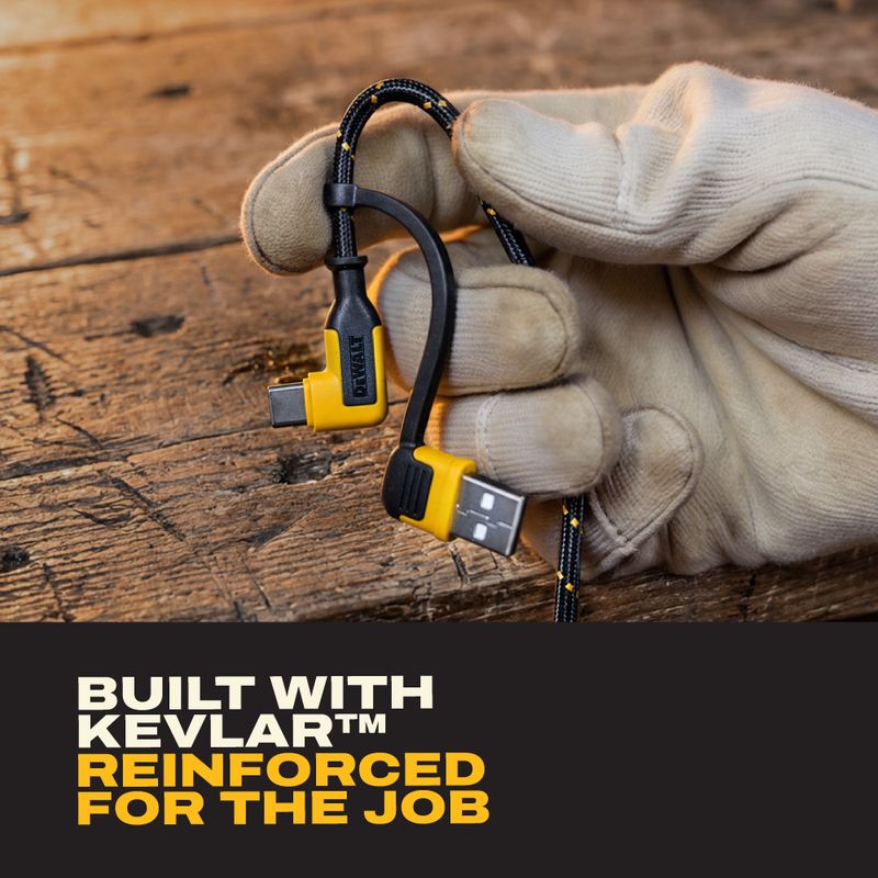 DEWALT 90 Degree USB-C Cable with Sliding USB-A Adapter, 60W Fast Charging