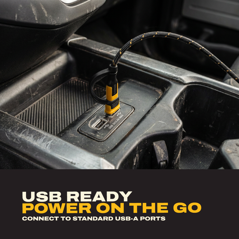DEWALT 90 Degree USB-C Cable with Sliding USB-A Adapter, 60W Fast Charging