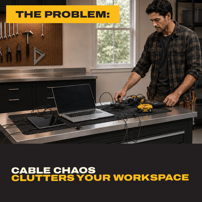 DEWALT GRIPLOCK Cable Management Bar, Adjustable Desk and Workbench Organizer