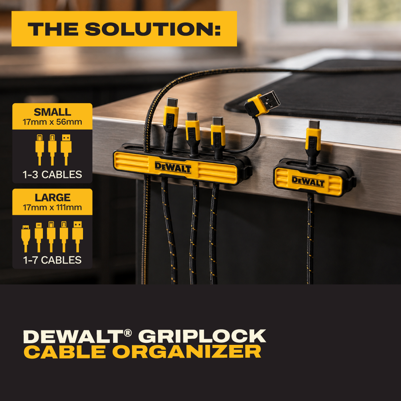 DEWALT GRIPLOCK Cable Management Bar, Adjustable Desk and Workbench Organizer
