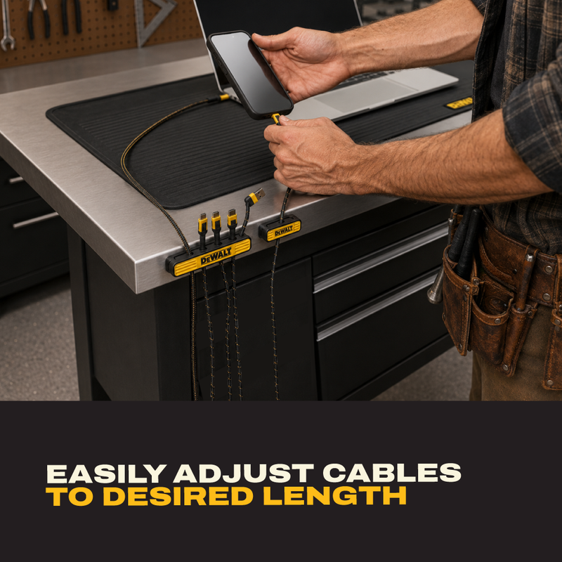DEWALT GRIPLOCK Cable Management Bar, Adjustable Desk and Workbench Organizer