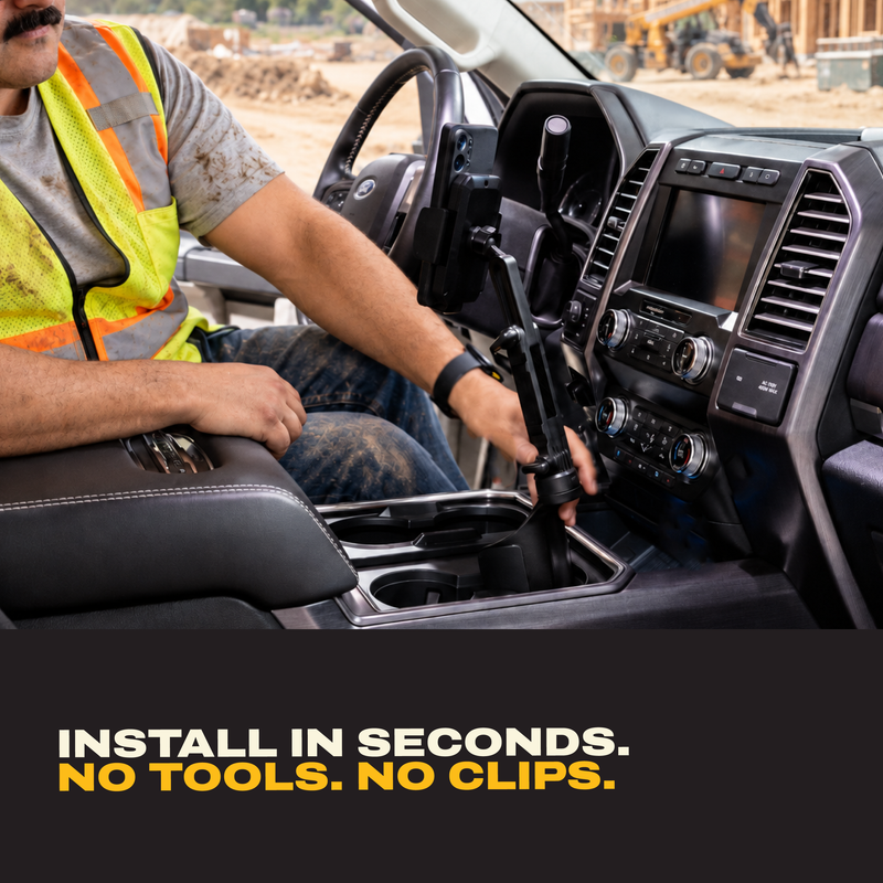 DEWALT Cup Holder Phone Mount for Car, Adjustable Crane Arm Universal Cradle