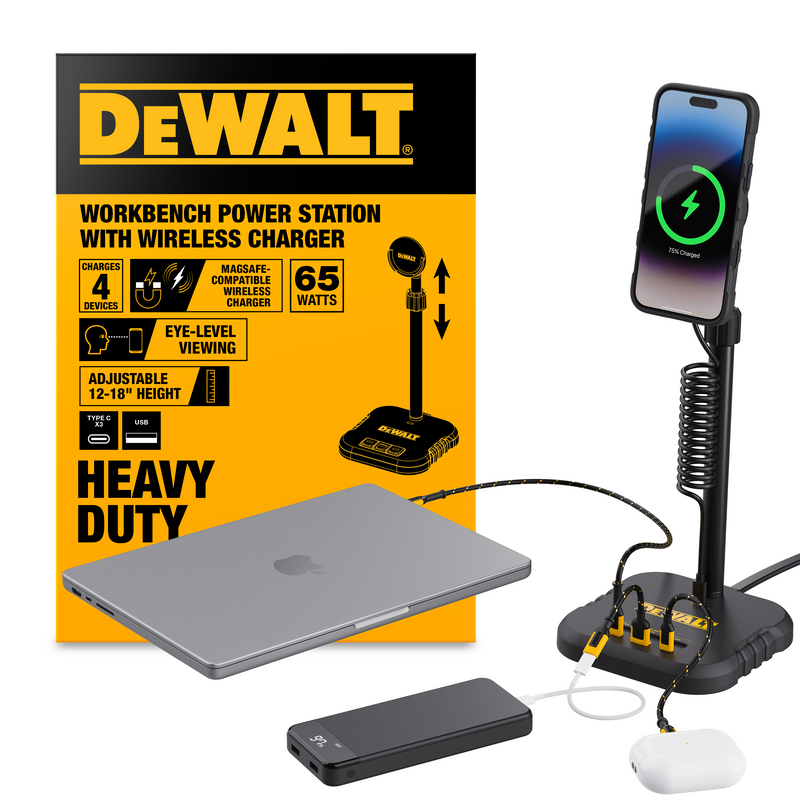 DEWALT Magnetic Wireless Charging Stand with USB Ports, MagSafe Compatible