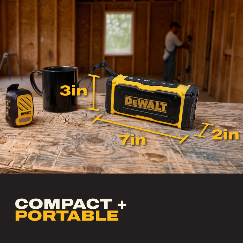 DEWALT Magnetic Jobsite Bluetooth Speaker, 14H Runtime Waterproof Portable