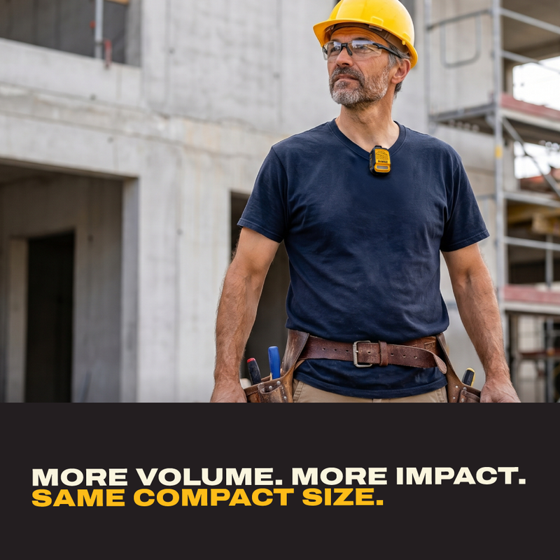 DEWALT Wearable Clip-On Bluetooth Speaker with LED Work Light, 12H Runtime