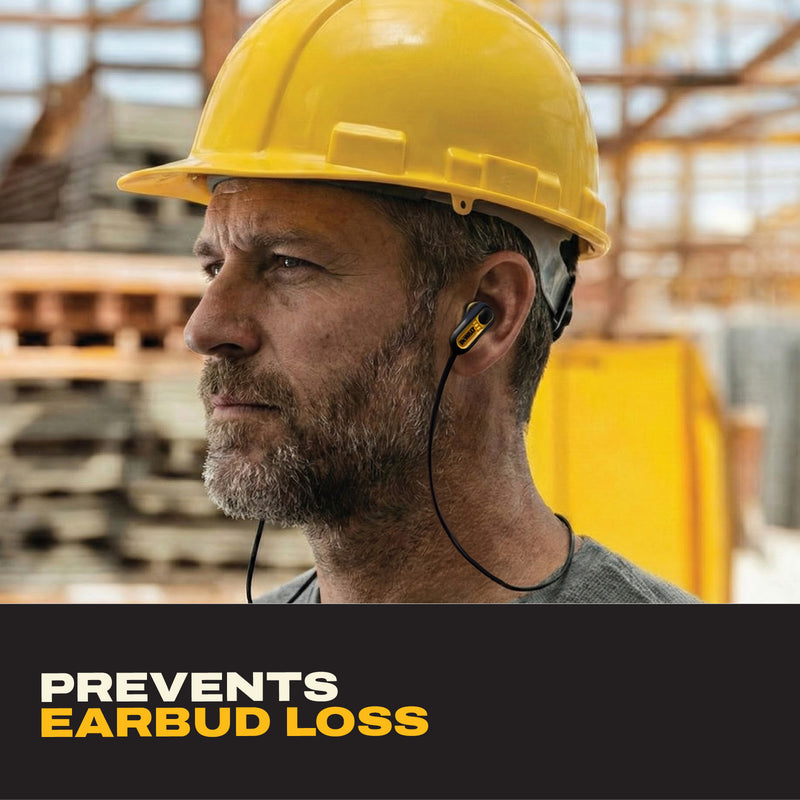 DEWALT Wireless Earbuds Gift Bundle with Carrying Case, Lanyard and Carabiner