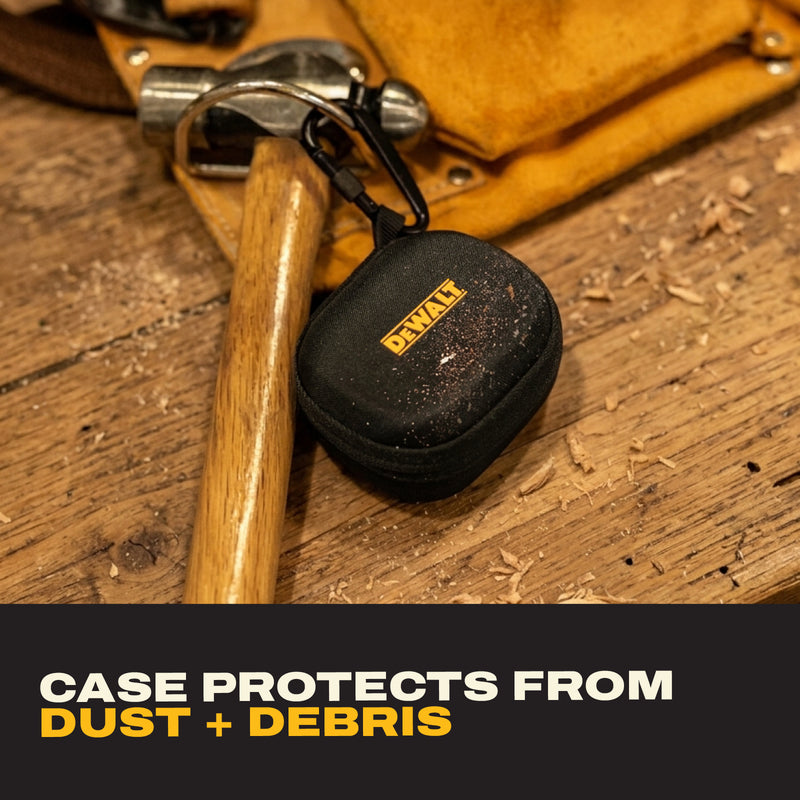 DEWALT Wireless Earbuds Gift Bundle with Carrying Case, Lanyard and Carabiner
