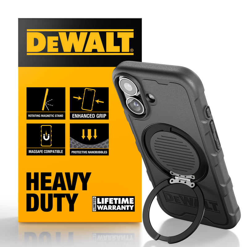 DEWALT iPhone 17 Air/Pro/Pro Max Magnetic Case – Rugged Shockproof Cover w/Stand