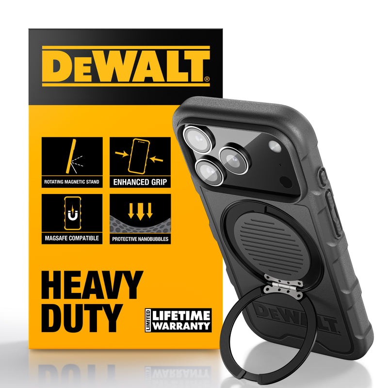 DEWALT iPhone 17 Air/Pro/Pro Max Magnetic Case – Rugged Shockproof Cover w/Stand