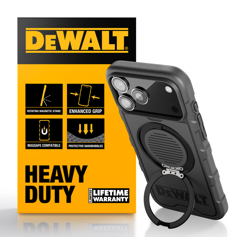 DEWALT iPhone 17 Air/Pro/Pro Max Magnetic Case – Rugged Shockproof Cover w/Stand