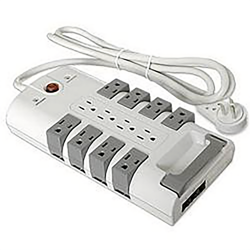 PIVOTING 12 OUTLET POWER SURGE BLOCK W/FLAT PLUG