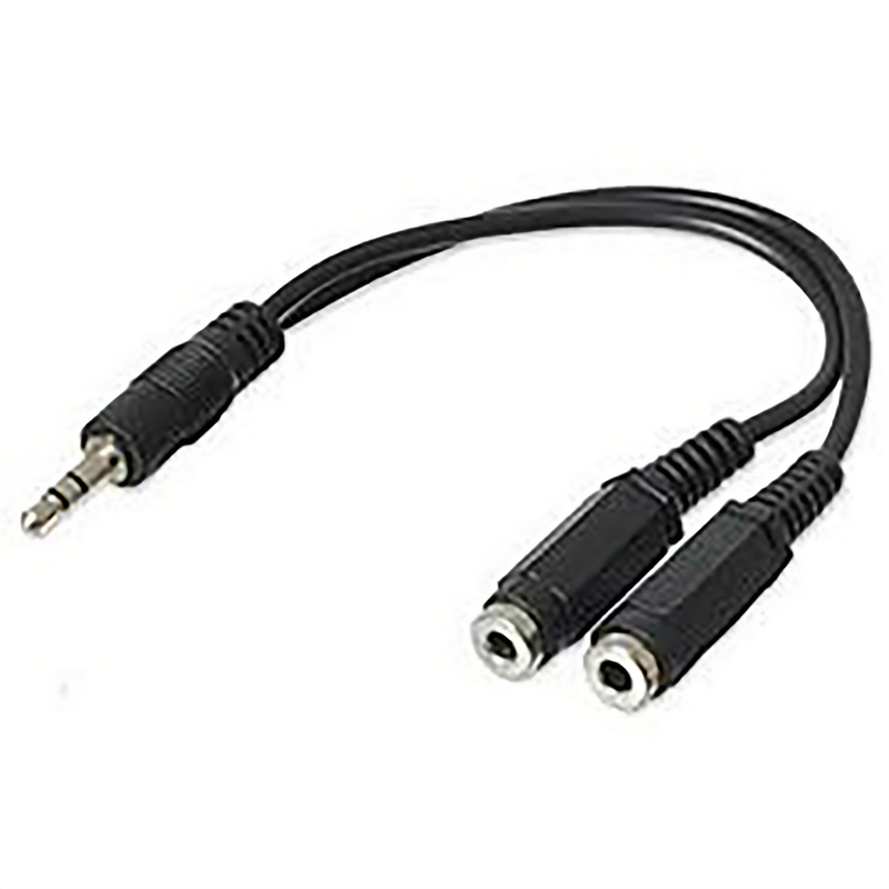 HEADPHONE SPLITTER, 3.5MM STEREO M TO 2 F, 6IN