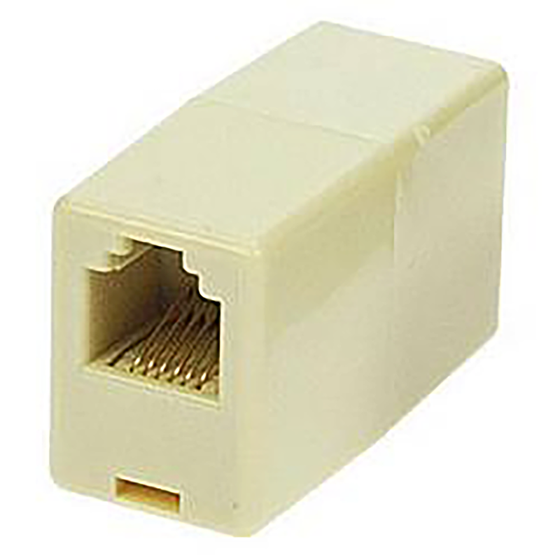 RJ25 TELEPHONE LINE COUPLER, 6P6C, IVORY, REVERSE