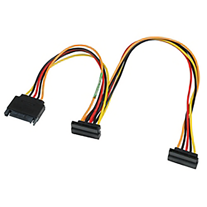 SATA II Power Splitter Extension Cable, 16 Inch – 15-Pin Male to Dual 15-Pin Female
