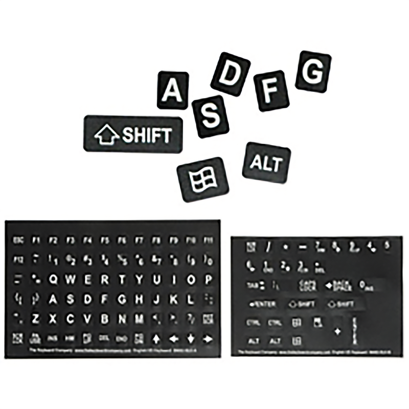 LARGE PRINT KEYBOARD STICKERS, BLACK/WHITE