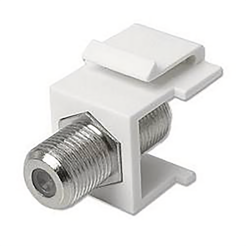 SNAP-IN F-TYPE COAX KEYSTONE COUPLER, WHITE