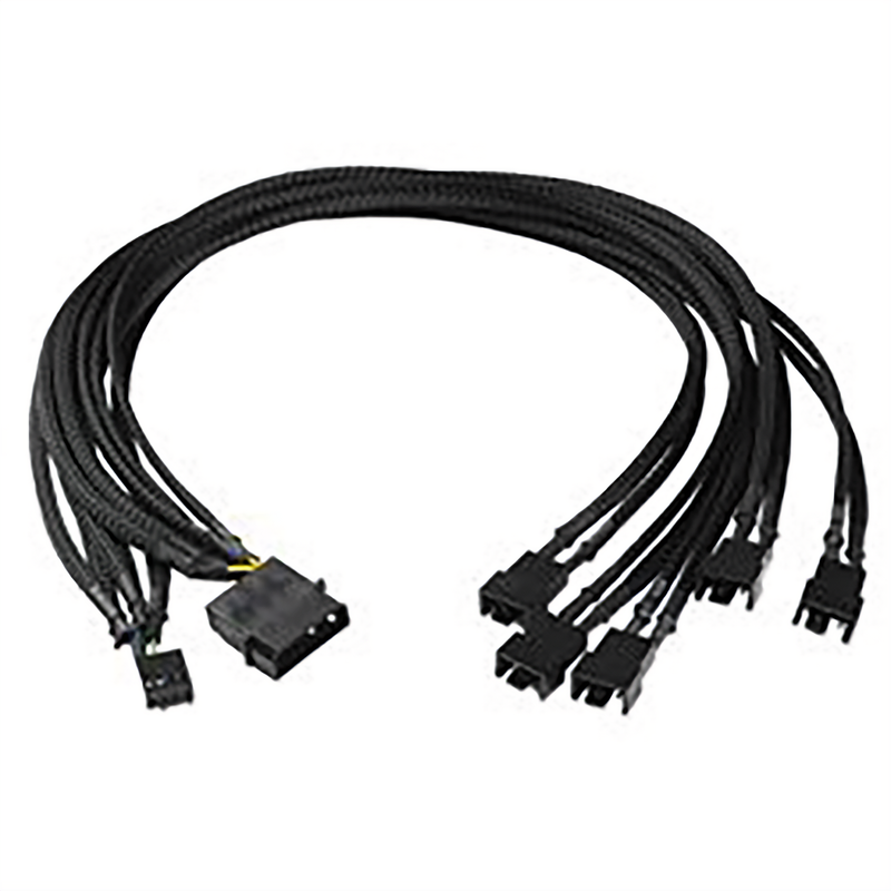 Molex to 5x 4-Pin PWM Fan Splitter Cable – Braided Power Adapter (17in)