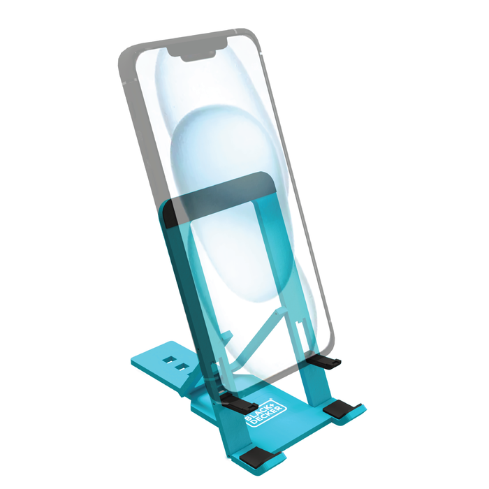 BLACK+DECKER Phone Stand for Desk - Folding Cell Phone Stand Holder - Adjustable and Portable, Folds Down Flat - for Office, Gaming, Bed, Travel - Phone Kickstand Compatible with iPhone