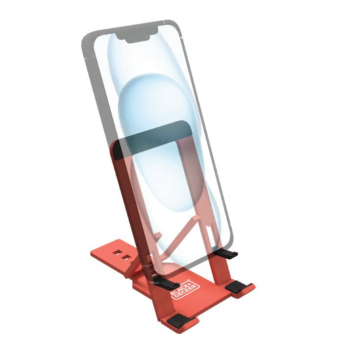 BLACK+DECKER Phone Stand for Desk - Folding Cell Phone Stand Holder - Adjustable and Portable, Folds Down Flat - for Office, Gaming, Bed, Travel - Phone Kickstand Compatible with iPhone