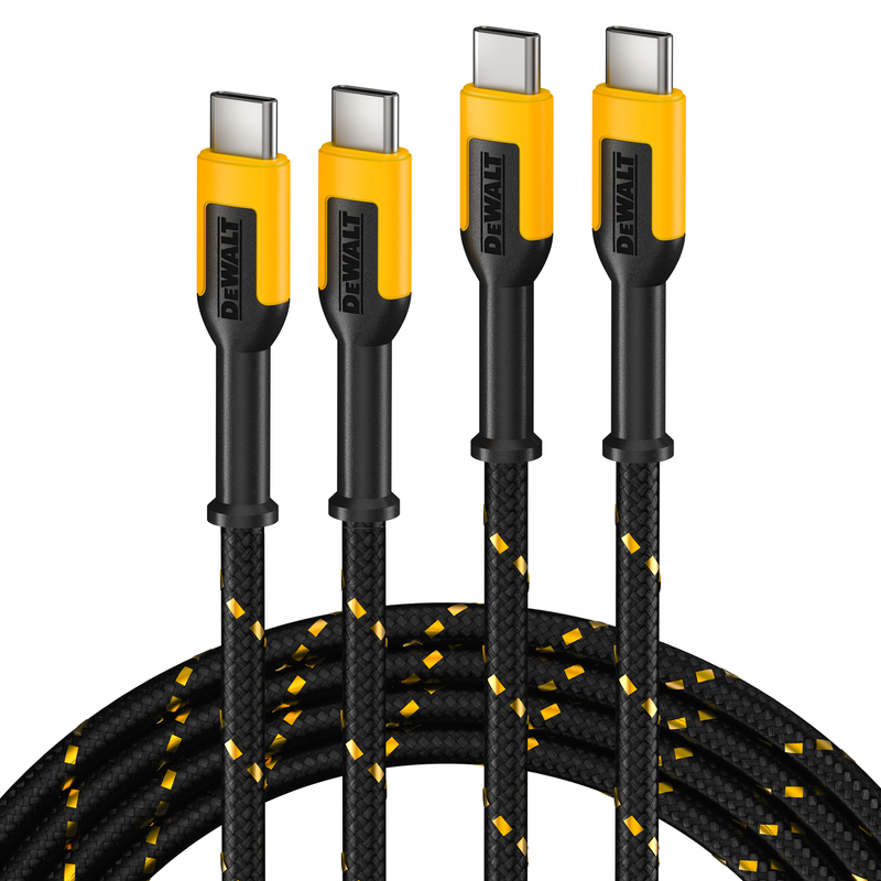 DEWALT Heavy Duty 60W USB-C Cable – Fast Charging Type-C to Type-C Jobsite Cord