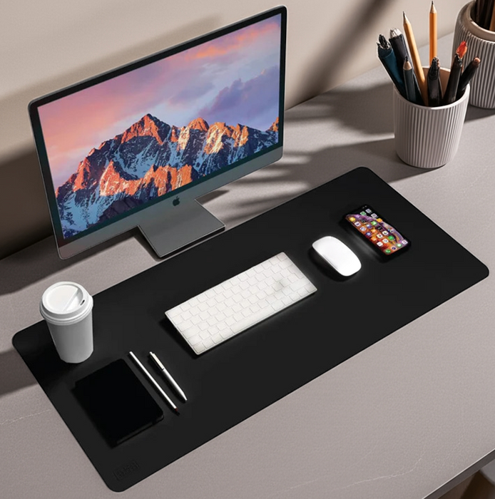 BLACK+DECKER Faux Leather Desk Mat – Keyboard & Mouse Pad, Office Desk Protector