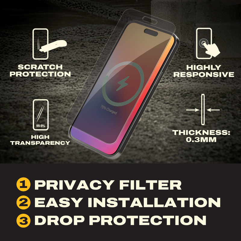 DEWALT Privacy Screen Protectors for iPhone 17 Air/Pro/Pro Max (2-Pack) – Anti-Spy 9H Glass